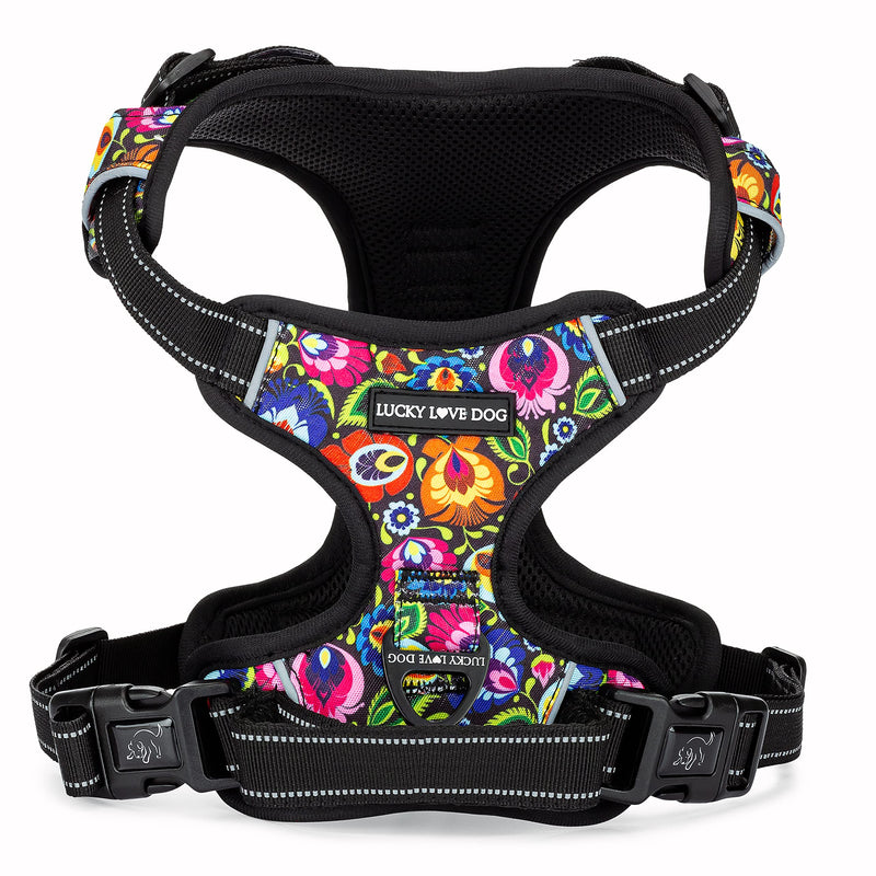 Lucky Love Dog No Pull Dog Harness, Adjustable and Easy to Walk, Cute Patterned Harness for Small Medium Large Male & Female Dogs - Blackbird, Small - PawsPlanet Australia