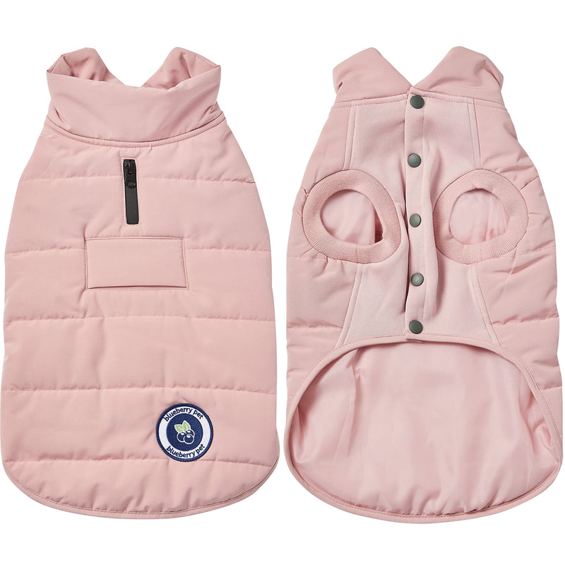 Blueberry Pet Cozy & Comfy Windproof Waterproof Quilted Fall Winter Dog Puffer Jacket in Pink, Back Length 12", Size 10", Warm Coat for Small Dogs Size 10 (Pack of 1) - PawsPlanet Australia