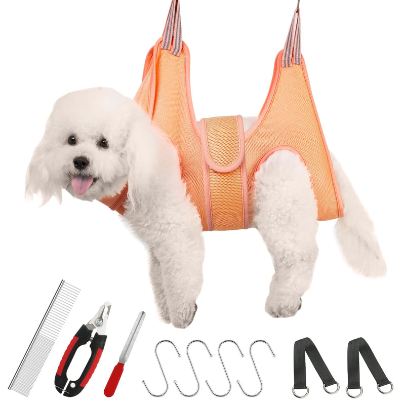 Guzekier Pet Dog Grooming Hammock Harness for Cats & Dogs, Dog Sling for Grooming, Dog Hammock Restraint Bag with Nail Clippers/Trimmer, Nail File, Pet Comb,Ear/Eye Care S（Weight：12-25LB） - PawsPlanet Australia