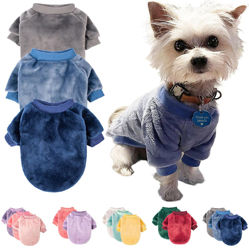 FabriCastle Dog Sweater, Pack of 2 or 3, Dog Clothes, Dog Coat, Dog Jacket for Small or Medium Dogs Boy or Girl, Ultra Soft and Warm Cat Pet Sweaters (Small, Grey,Blue,Dark Blue) - PawsPlanet Australia