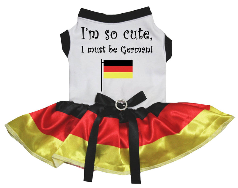 Petitebella I Am So Cute I Must Be German Puppy Dog Dress (White/Germany, XXX-Large) White/Germany - PawsPlanet Australia