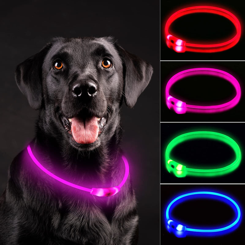 LED Dog Collar, Rechargeable Light Up Dog Collars,IP67 Waterproof Dog Lights for Night Walking，Adjustable, Reusable Safety Necklace for Small Medium Large Dogs (Pink) Pink - PawsPlanet Australia