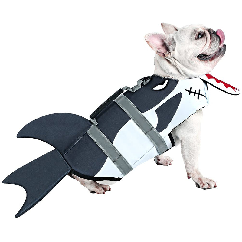 Dog Life Jacket Ripstop Pet Safety Floatation Vest Adjustable Dog Life Preserver Reflective Durable Rescue Handle Pet Lifesaver for Small Medium Large Dogs Swimming Beach Boating（Shark, S） shark - PawsPlanet Australia