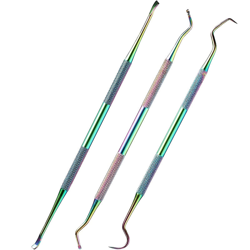 3 Pieces Dog Dental Tooth Scaler and Scraper Stainless Double Headed Tarter Removing Tool Scraper Pet Teeth Cleaning Tools for Dog and Cat (Rainbow Color) Rainbow Color - PawsPlanet Australia