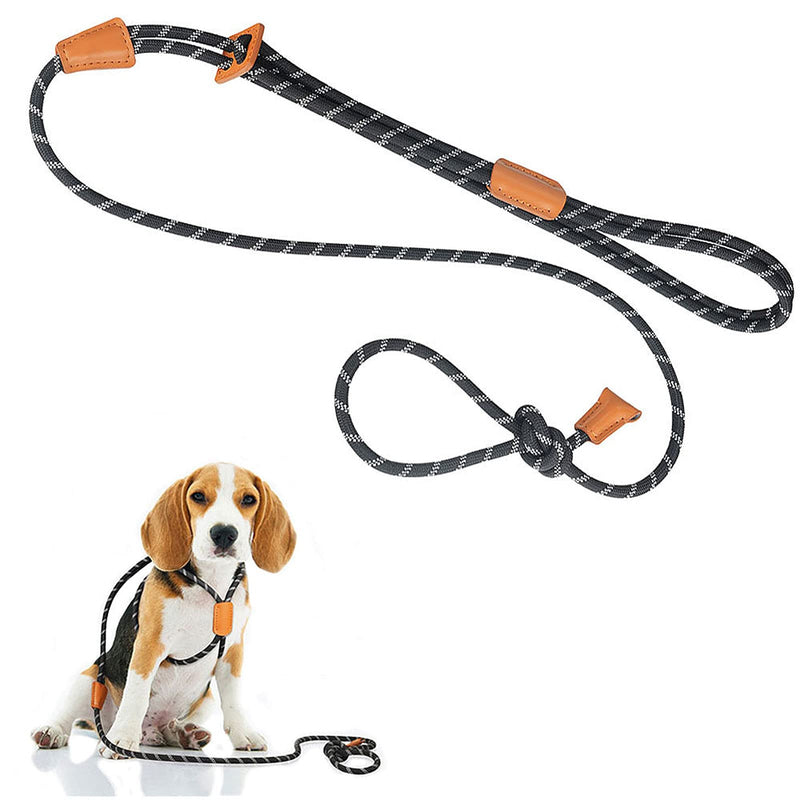 Harness Lead No Pull Dog Harness and Leash Set, Slip Leads for Dogs, Leash for Medium Dogs, All in One Dog 3-in-1, 5ft Pet Training Leads, One-Piece Cushioned Rope Design black - PawsPlanet Australia