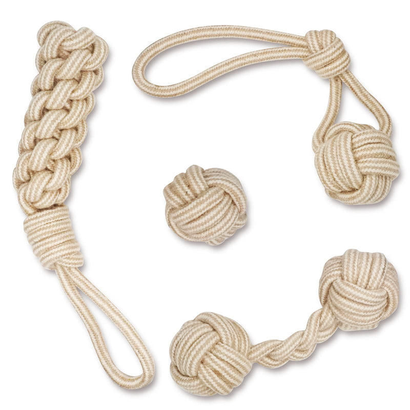 YINOR Dog Chew Toys-Puppy Tug Toys-Natural Cotton Rope-Pets Teething Interactive Knots for Small Medium Dog Mutt (Set of 4) - PawsPlanet Australia