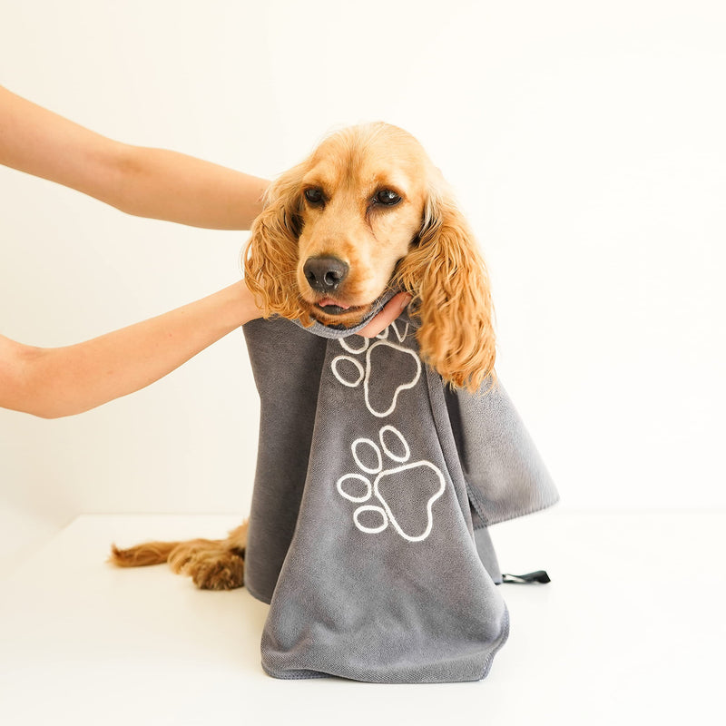 Unconditional Love | Premium Pet Towel | Ultra Absorbent and Soft Microfiber Towel for Dogs and Cats Grey - PawsPlanet Australia