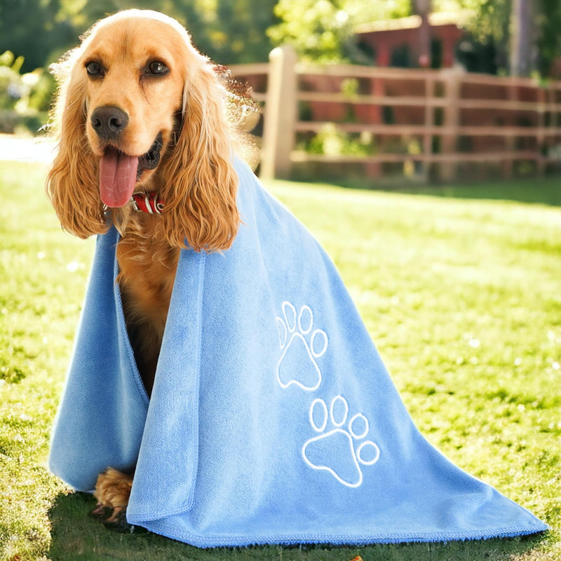 Unconditional Love | Premium Pet Drying Towel | Ultra Absorbent and Soft Microfiber Towel for Dogs and Cats (Blue) Blue - PawsPlanet Australia