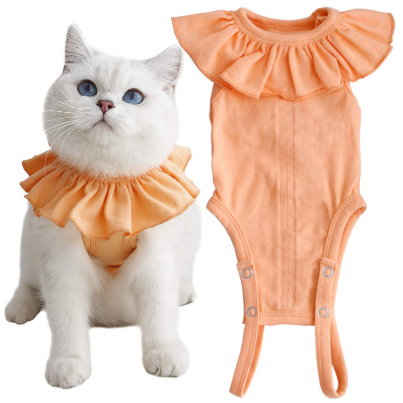 Cat Recovery Suit for Abdominal Wounds and Skin Diseases,Breathable Surgical Recovery Shirt After Surgery Wear Anti Licking Wounds,E-Collar Alternative for Female Cats Kitten(RSC01-orange-m) Medium orange - PawsPlanet Australia