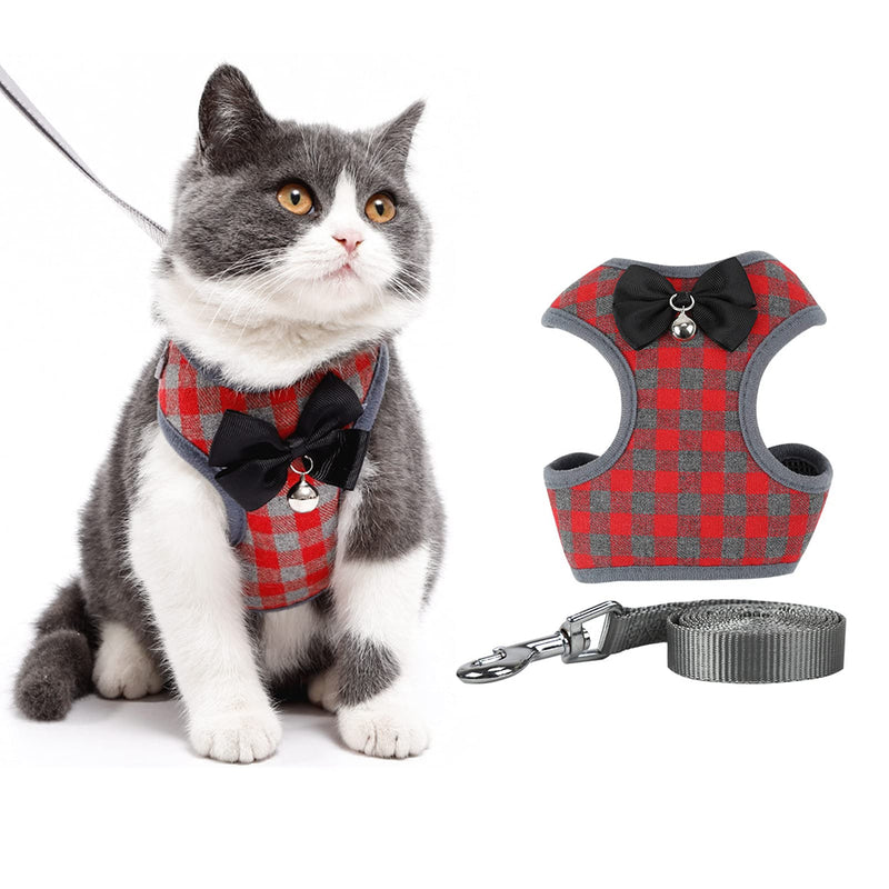 Cat Harness, Dog Harness and Leash Set, Bunny Rabbit Ferret Harness with Adjustable Buckle Comfort for Pet Kitten Small Animals Harnesses Medium Red