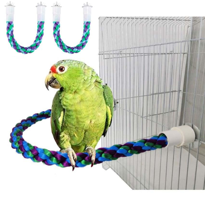 2Pcs 11.8’’Bird Rope Perches,Bendable Climbing Standing Chew Cage Toys Unique&Simulate Natural Color Bungee Toys for Small to Regular Size Birds green,purple,blue 11.8''x2