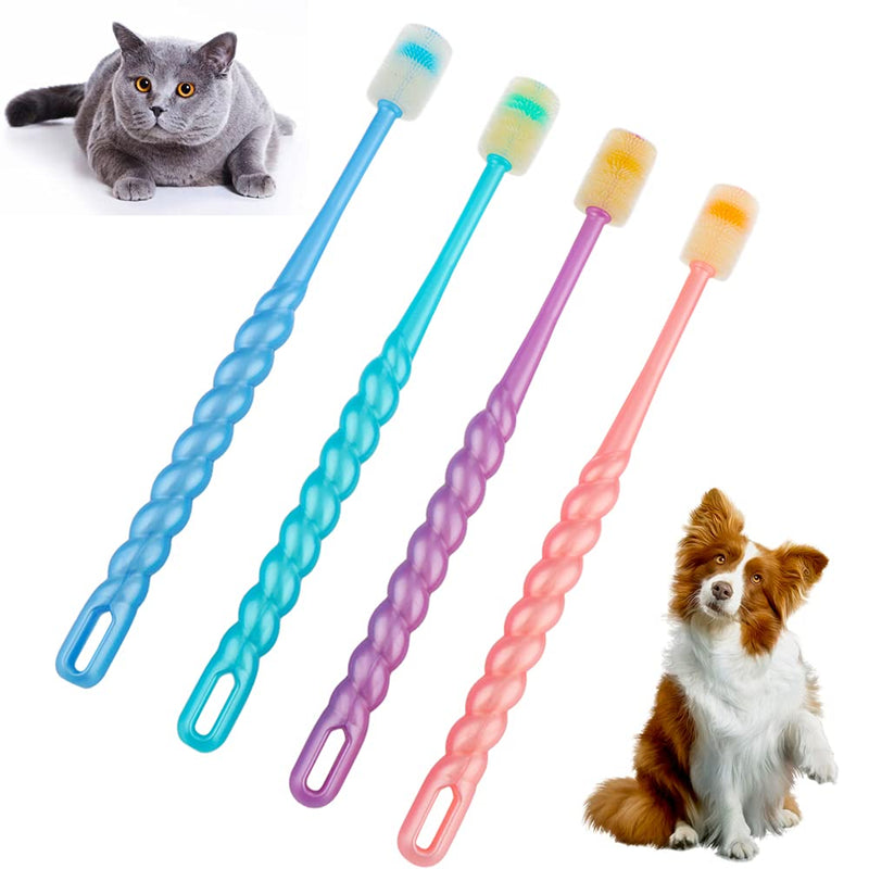 4 Pcs 360-Degree Small Dog and Cat Soft Toothbrush Soft Silicone Deep Pet Teeth Cleaning Kit (Colors May Vary) - PawsPlanet Australia