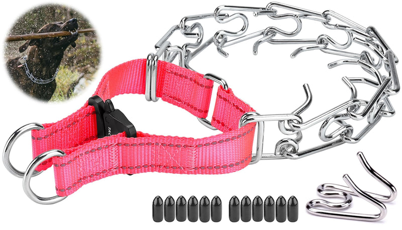 Dog Training Collar with Quick-Release Buckle, Adjustable Stainless Steel Collar for Small Medium Large Dogs Pink XL Neck Girth 16.9"-22.2" - PawsPlanet Australia