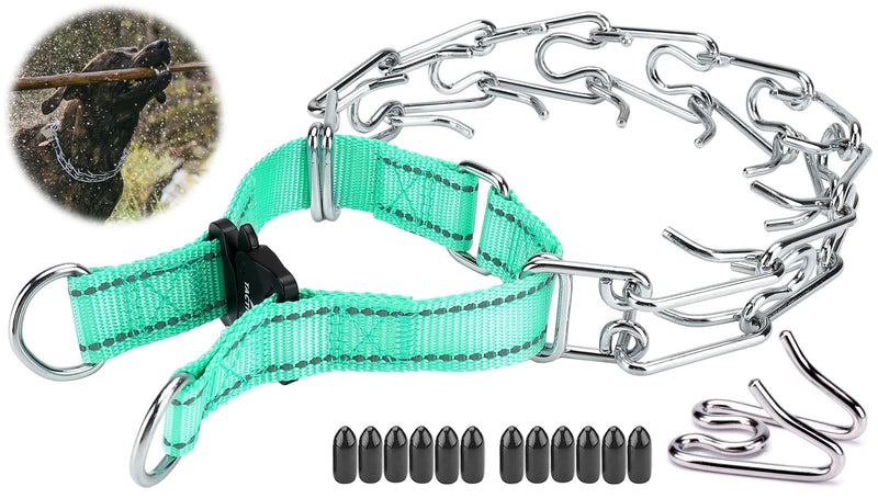 Pinch Collar for Dogs, Adjustable Quick-Release Stainless Steel Prong Collar for Small Medium Large Dogs (S/Neck Girth 11.2"-14.5", Teal #2) S / Neck Girth 11.2"-14.5" - PawsPlanet Australia
