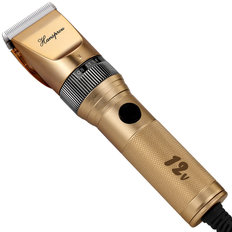 Dog Grooming Clippers, Professional Dog Clipper for Thick Coat 12V Plug-in Pet Trimmer High Power Pet Clippers Low Noise with Guard Combs Brush for Dogs Cats and Other Animal 12V Motor Gold-1 - PawsPlanet Australia
