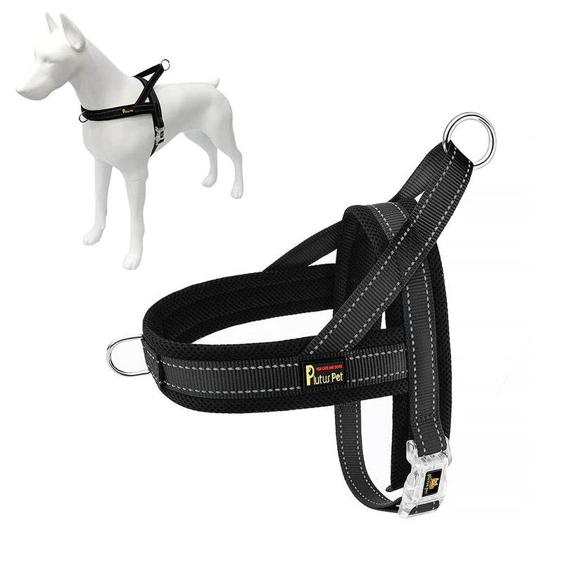 Plutus Pet No Pull Dog Harness with Breathable Mesh Padded, Adjustable Reflective Escape Proof Dog Harness, Quick Fit Dog Vest Harness for Small Medium Large Dogs(L, Black) L: chest 25.2"-32.3" - PawsPlanet Australia