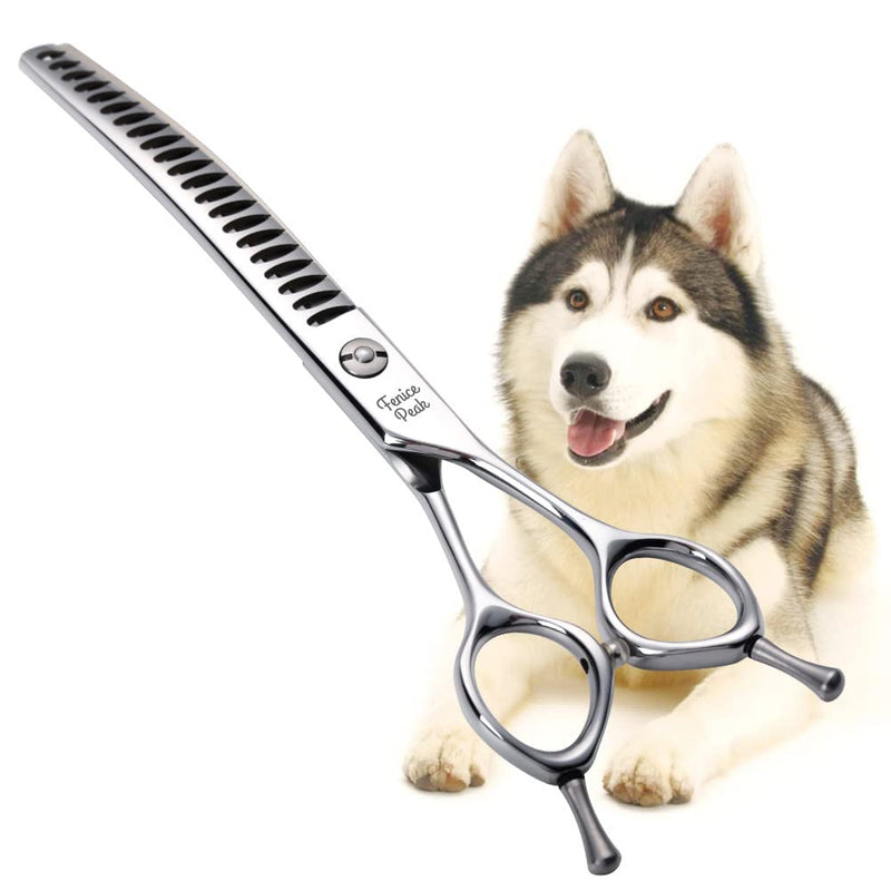 Fenice Peak Dog Grooming Shears Curved Chunker Scissors for Dogs and Cats Face Body Trimming Shears 440C 7.5'' fishbone teeth 7.5'' - PawsPlanet Australia