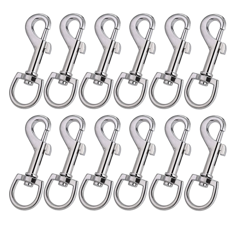 Hanlongyu 12 Pcs Silver Swivel Snap Hooks, Heavy Duty Dog Leash Clasp, 3 Inch x 1 Inch, Multipurpose Keychain Clip, Cat Hammock Connector, Dog Leash Collar Connection 3.3in x 12