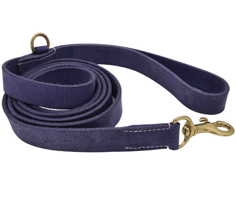 Blazing Paws Vibrania 6 Ft Heavy Duty 1 inch Wide Super Soft Thick Distressed Leather Dog Leash, Indigo Blue with Side Ring (6 Ft L x 1" W, Indigo Blue) 6 Ft L x 1" W - PawsPlanet Australia