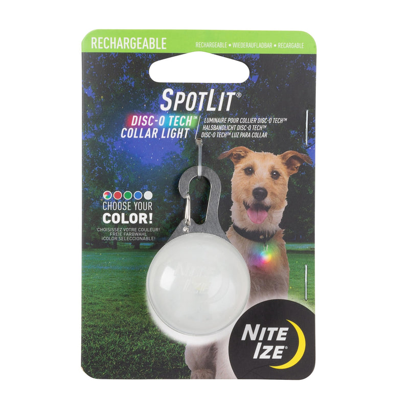 Nite Ize SpotLit - LED Dog Collar Light Clip for Safety - Dog Collar Light with Stainless Steel Carabiner Clip - USB Rechargeable LED Light Clip Keychain - Disc-O Tech-Rechargeable - PawsPlanet Australia