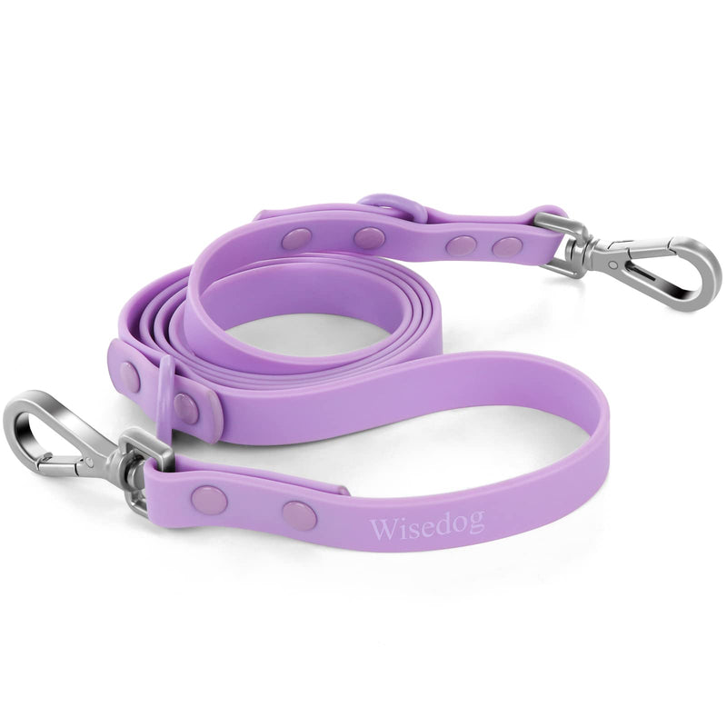 Wisedog Waterproof Dog Leash – 5ft/6ft Adjustable with 2 Metal Swivel Hooks, Easy to Clean Dog Leashes for Small, Medium, Large Breed Dogs (Lilac M) 5 ft × 3/4 in Lilac - PawsPlanet Australia