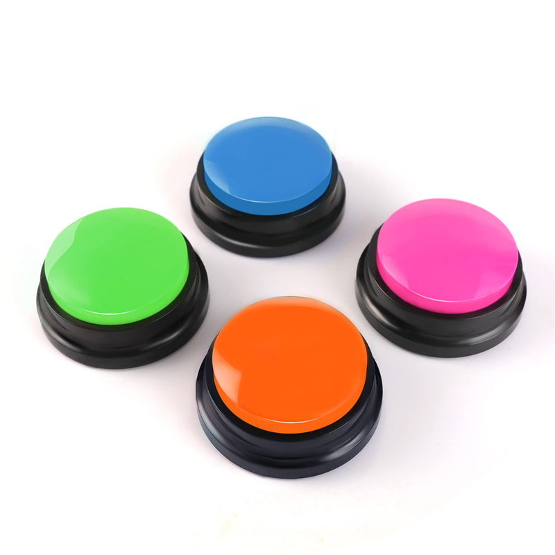 Voice Recording Button, Dog Buttons for Communication Pet Training Buzzer, 30 Second Record & Playback, Funny Gift for Study Office Home 4 Packs (Rose Red + Dark Blue + Green + Orange) - PawsPlanet Australia