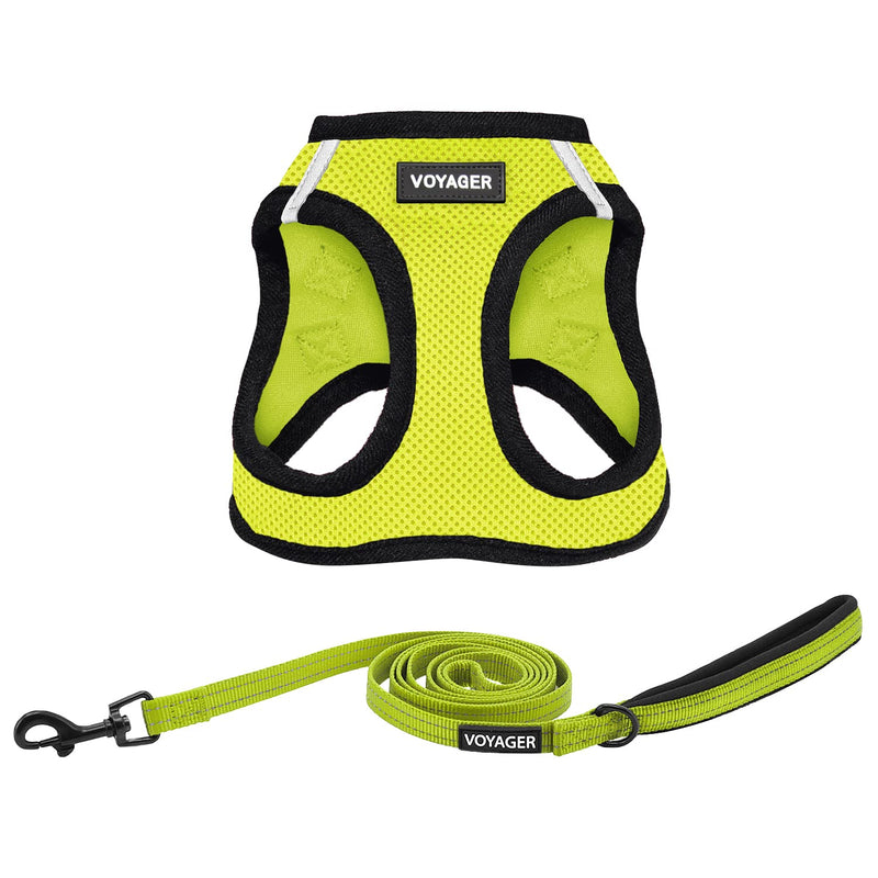 Voyager Step-in Air All Weather Mesh Harness and Reflective Dog 5 ft Leash Combo with Neoprene Handle, for Small, Medium and Large Breed Puppies by Best Pet Supplies - Green, Small S (Chest: 14.5 - 16") Leash Harness Set (Lime) - PawsPlanet Australia