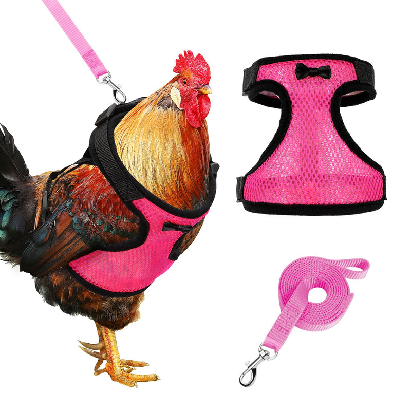 Adhafera Chicken Harness with Leash, Upgraded Double Adjustment Chicken Harness and Leash Set for Hens, Duck, Goose, Small Pet (Pink, S) Pink - PawsPlanet Australia