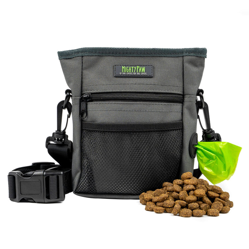 Mighty Paw Dog Treat Pouch 2.0 - Hands-Free Design - Strong Magnetic Closure - Quick Access To Your Pup's Treat - Closes Easy To Prevent Spills - No More Fumbling - Perfect For Long Walks Or Training Grey - PawsPlanet Australia