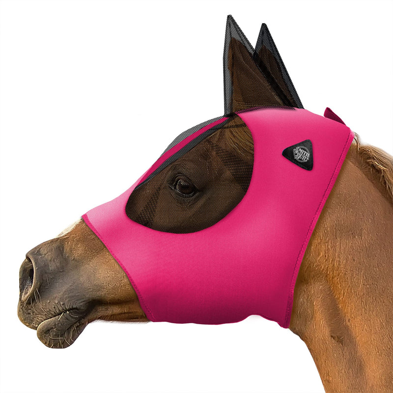 SmithBuilt Horse Fly Mask (Pink, Horse) - Mesh Eyes and Ears, Breathable Fabric, UV Protection Pink - PawsPlanet Australia
