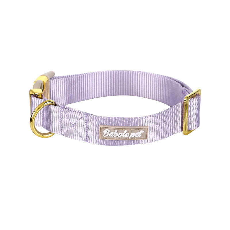Babole Dog Collars with Safety Metal Buckle， Adjustable Soft Comfortable Nylon Pet Collars for Small Medium Large Dog Lavender - PawsPlanet Australia