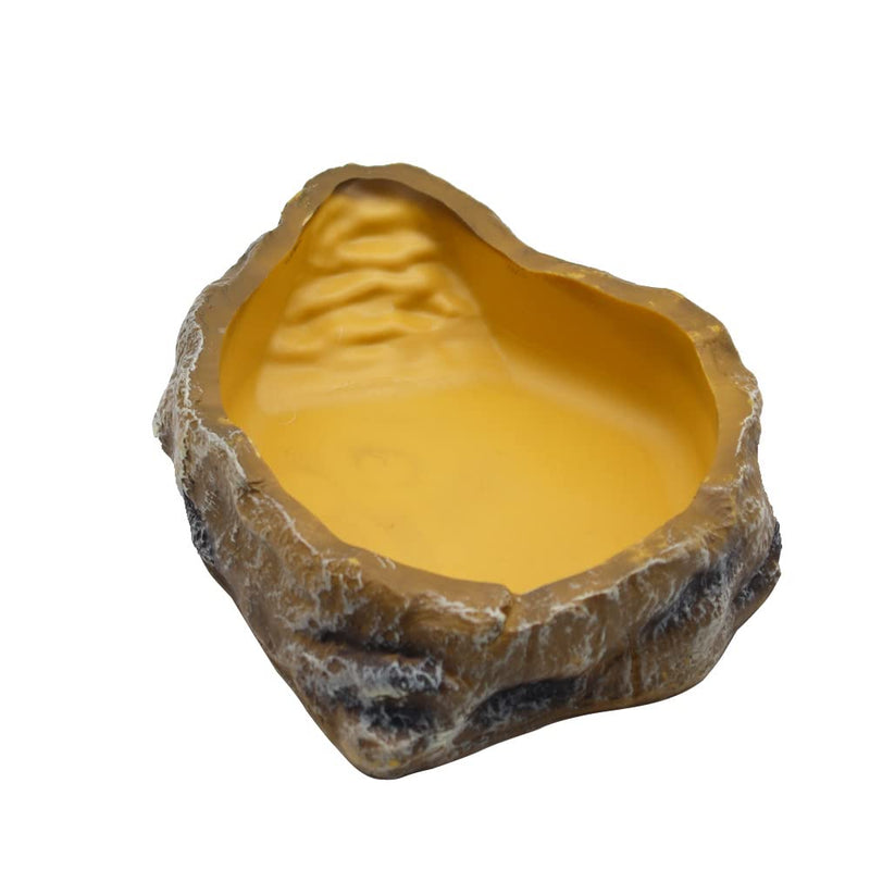 Reptile Water Dish,Resin Reptile Rock Food Feeder Bowl, Water and Food Bowl,Terrarium Decor for Leopard Gecko, Lizard,Spider,Turtle,Scorpion, Chameleon,Hermit Crabs (M, Yellow) Medium - PawsPlanet Australia