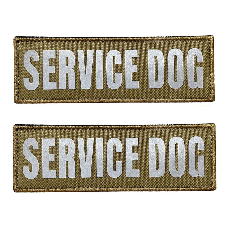 JUJUPUPS 2 Pack Reflective Tactical Dog Patches Service Dog ，in Training,DO NOT PET, Tags with Hook and Loop Patches for Vests and Harnesses (Coyote Brown, Service Dog) Coyote Brown