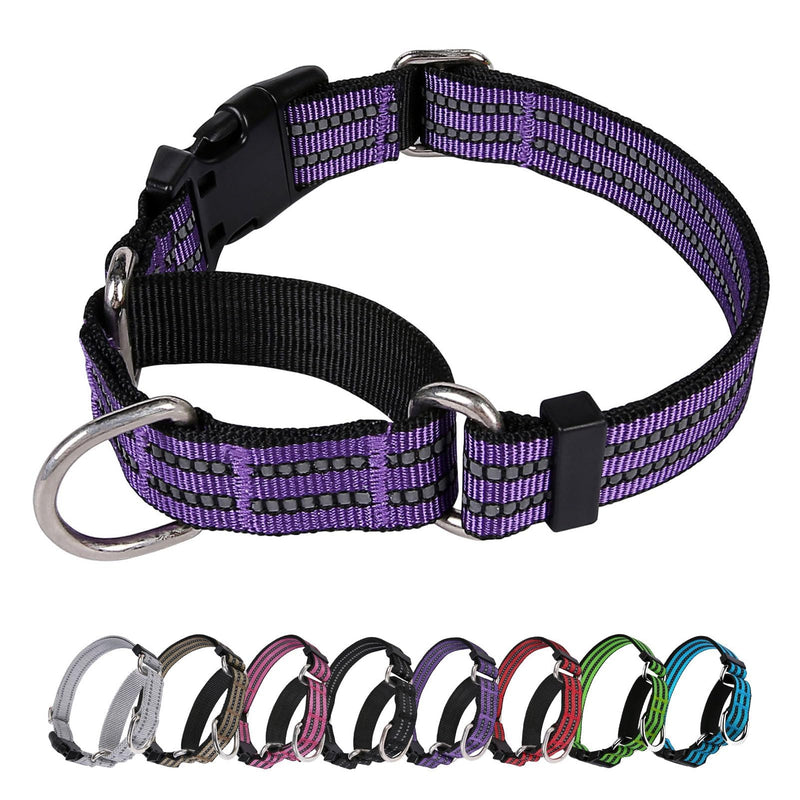 Martingale Dog Collar, Adjustable Nylon Reflective Collar with Buckle No Pull Dog Collar for Small Medium Large Dogs (Purple M) Purple - PawsPlanet Australia