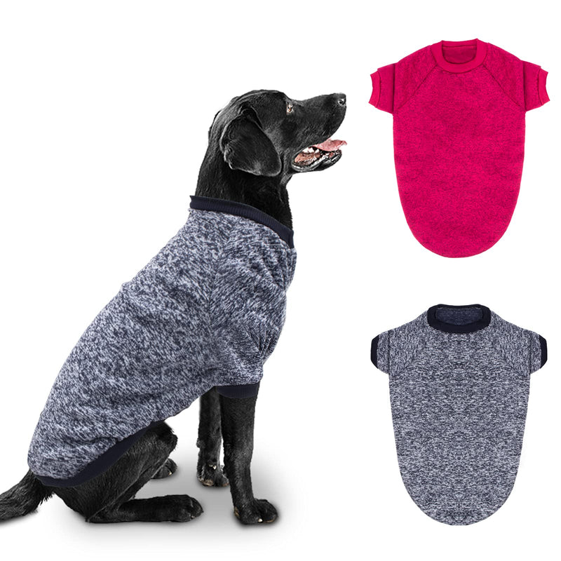 Rypet 2 Pack Large Dog Sweaters for Winter Dog Classic Knitwear Sweater Soft Thickening Warm Dog Clothes for Medium Large Dogs 9XL(Chest: 35.4", Back: 29.5") Navy Blue & Wine Red