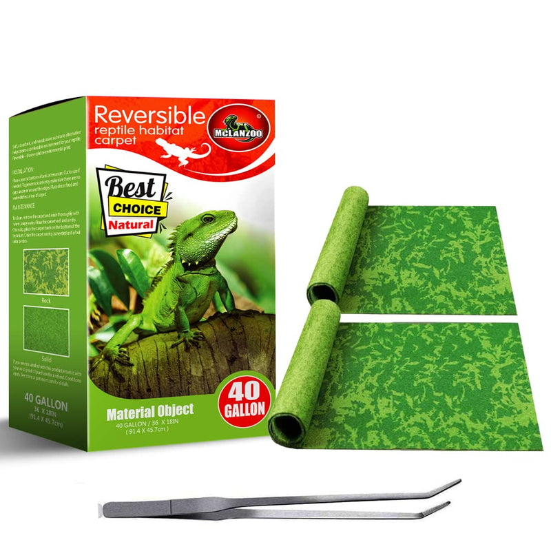 Reptile Carpet, 36 * 18in Pet Terrarium Liner,Reptiles Cage Mat/Substrate for Snakes, Chameleons, Geckos ands Kitchen Use(2sheets) with Tweezers Feeding Tongs new-40Gallon(36*18in) - PawsPlanet Australia
