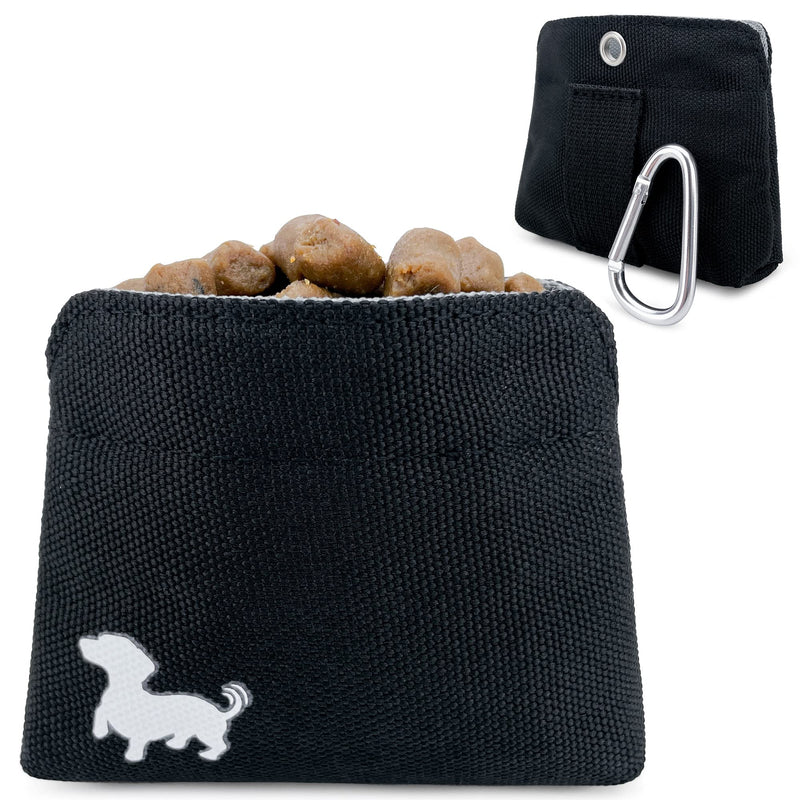 Pocket Sized Dog Treat Pouch - Treat Pouches for Pet Training - Extra Small Dog Treat Pouch with Magnetic Closure - Dog Walking Treat Bag for Dog Training - Black with Gray Interior Black with Gray Cloth - PawsPlanet Australia