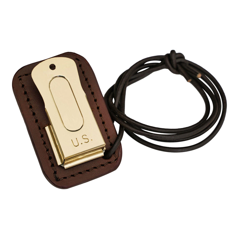 Mythrojan Brass and Steel Pet Training Clicker Puppy Dog Training Cricket Clicker U.S. Engraved WII Military Gear Metal Clicker Clicker (with Leather Gripper) - PawsPlanet Australia
