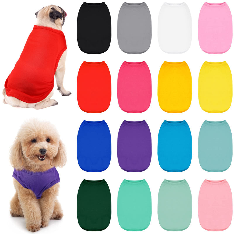 16 Pieces Small Dog Clothes Cute Blank Puppy Shirts Soft Dog Sweatshirts Breathable Outfit for Pet Cats Accessories, 16 Styles(XL) XL - PawsPlanet Australia