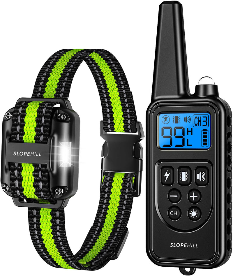 Dog Training Collar with 7 Training Modes, 4200Ft Remote Electronic Dog Shock Collar, Electric Shock Collar for Small Medium Large Dogs (Green) Green - PawsPlanet Australia