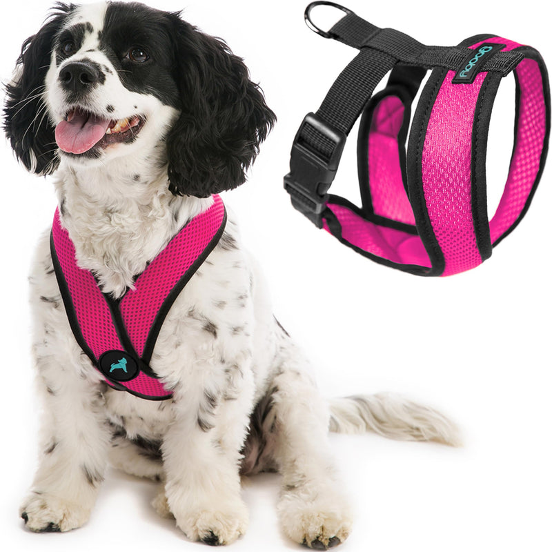 Gooby Comfort X Head In Harness - Flamingo Pink, Medium - No Pull Small Dog Harness Patented Choke-Free X Frame - On the Go Dog Harness for Medium Dogs No Pull or Small Dogs for Indoor and Outdoor Use Medium Chest (14.25-18.75") - PawsPlanet Australia