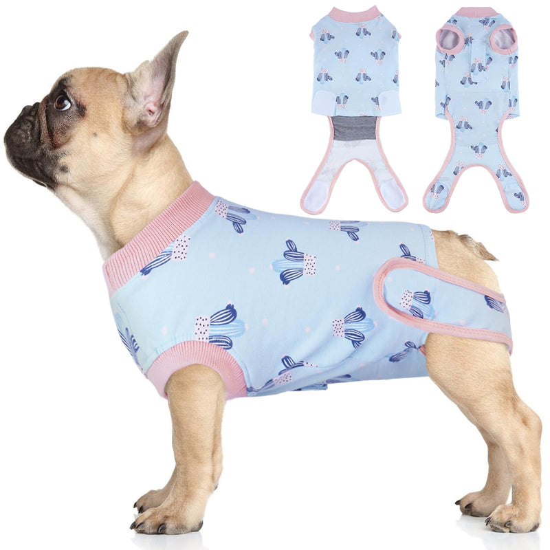 IDOMIK Dog Recovery Suit After Surgery,Breathable Dog Surgery Recovery Suit for Female Male Dogs Cats,Dog Surgical Onesie for Spay Neuter Surgery,E-Collar Cone Alternative Anti-Licking Abdominal Wound M(Chest Girth:18.90"-22.83") Blue cactus - PawsPlanet Australia