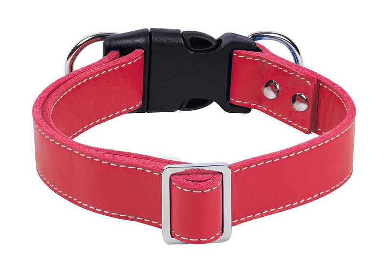 Soft Leather Dog Collar Adjustable Size Suitable for Large Medium and Small Dogs Running and Walking.Black/Coffee/Red /Blue (Red, S 10"-13" W 3/4") Red S 10"-13" W 3/4" - PawsPlanet Australia