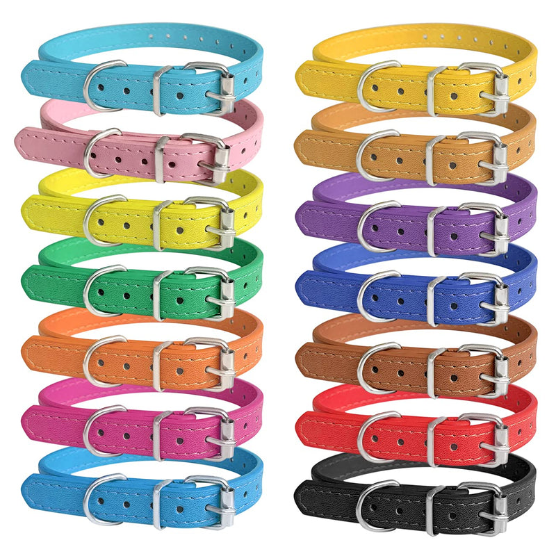 Puppy Collars for Litter - 14 Color Adjustable ID Collar Identification Leather Small Dog Collars for Puppy Medium Large Breed Dogs - Neck 6~13 Inches S(Neck:6''~13'')