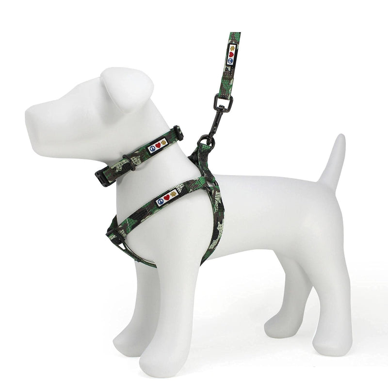 Pawtitas Value Bundle Set | Medium Reflective Dog Harness + Medium Reflective Dog Collar + Medium Reflective Dog Leash – Green Camo Set - PawsPlanet Australia