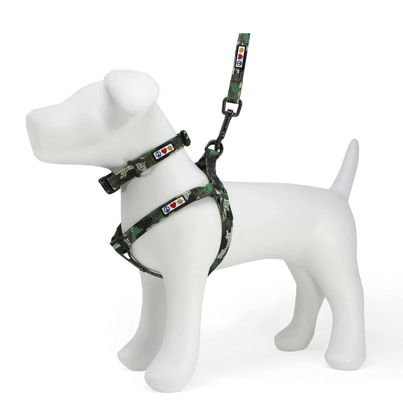 Pawtitas Value Bundle Set | Small Reflective Dog Harness + Small Reflective Dog Collar + Small Reflective Dog Leash – Green Camouflage Set - PawsPlanet Australia
