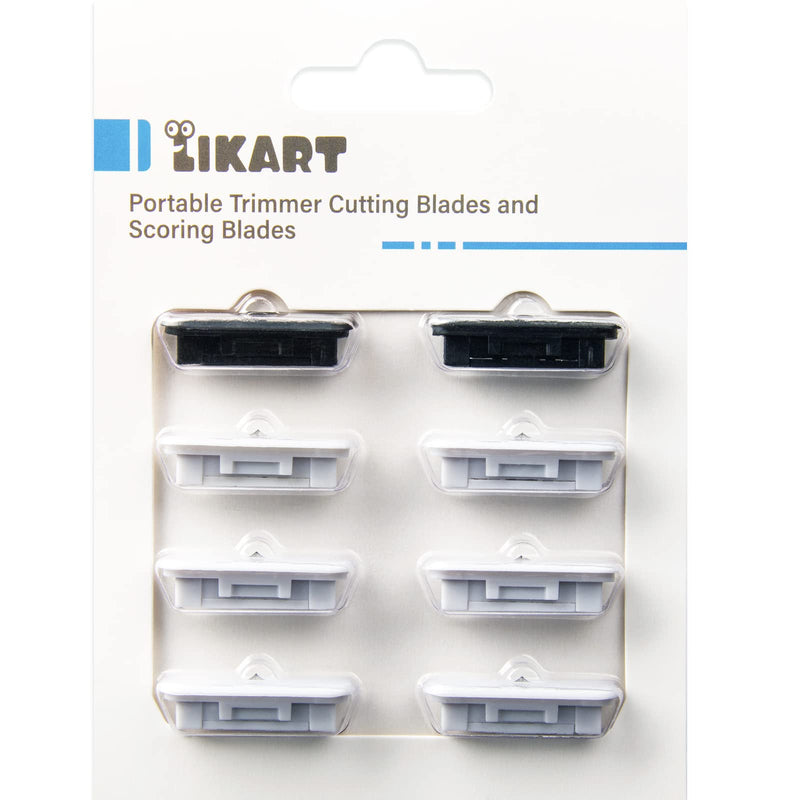 Likart 8 Pack Portable Trimmer Cutting Blades,Compatible for Cricut Paper Cutter/Cricut Roll Holder,Paper Trimmer Replacement Blades(6 Cutting Blades & 2 Scoring Blades) White+Black - PawsPlanet Australia