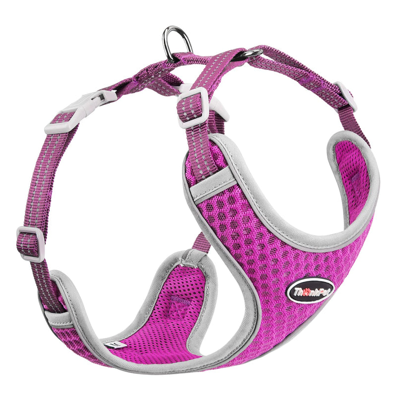 ThinkPet Reflective Breathable Soft Air Mesh No Pull Puppy Choke Free Over Head Vest Ventilation Harness for Puppy Small Medium Dogs and Cats (Purple,M) Medium (Pack of 1) Purple - PawsPlanet Australia