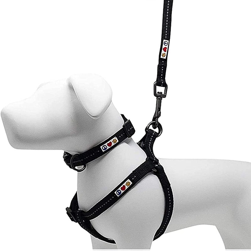 Pawtitas Value Bundle Set | Medium Reflective Recycled Dog Harness + Medium Reflective Recycled Dog Collar + Medium/Large Reflective Recycled Dog Leash – Black Set - PawsPlanet Australia