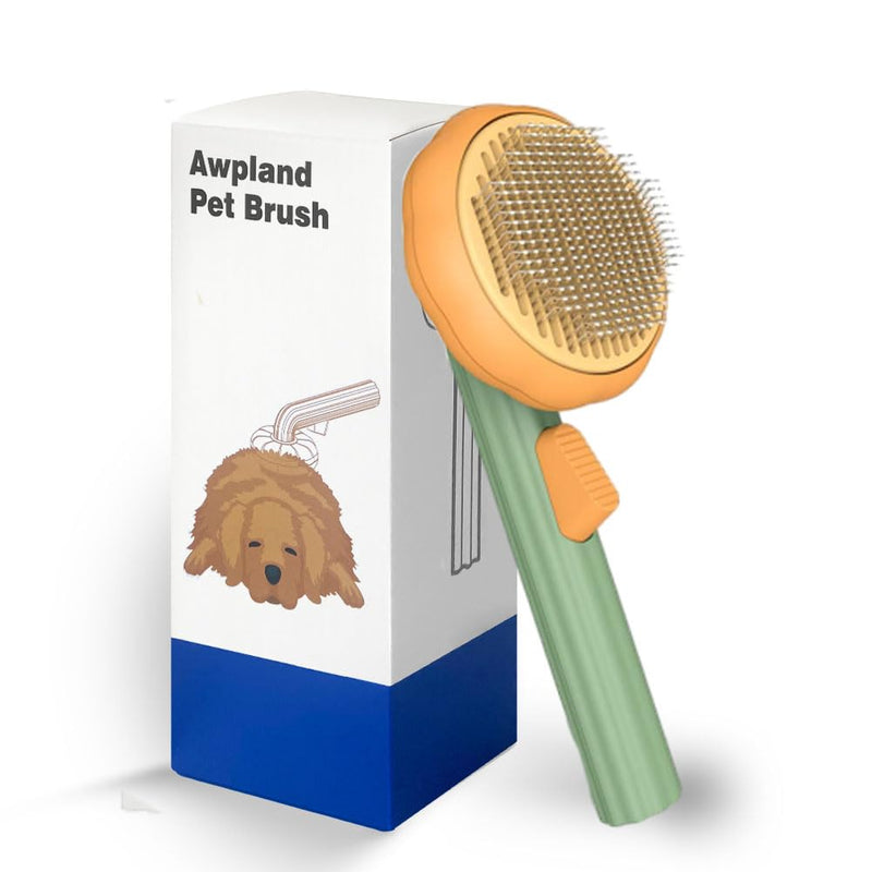 Cat Brush with Release Button, Pumpkin Cat Comb for Long or Short Haired Cats Dogs Rabbits, Skin Friendly Deshedding Grooming Tool for Gently Removes Loose Fur Undercoat - PawsPlanet Australia
